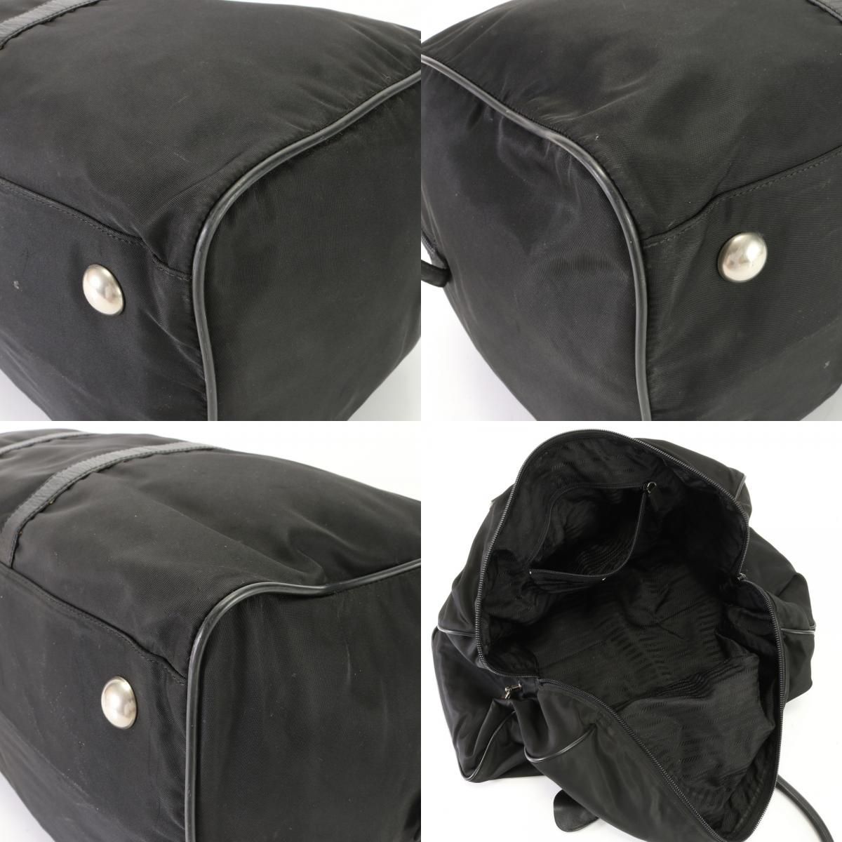 1円 美品 プラダ テスート ナイロン 三角ロゴ レザー ボストン バッグ