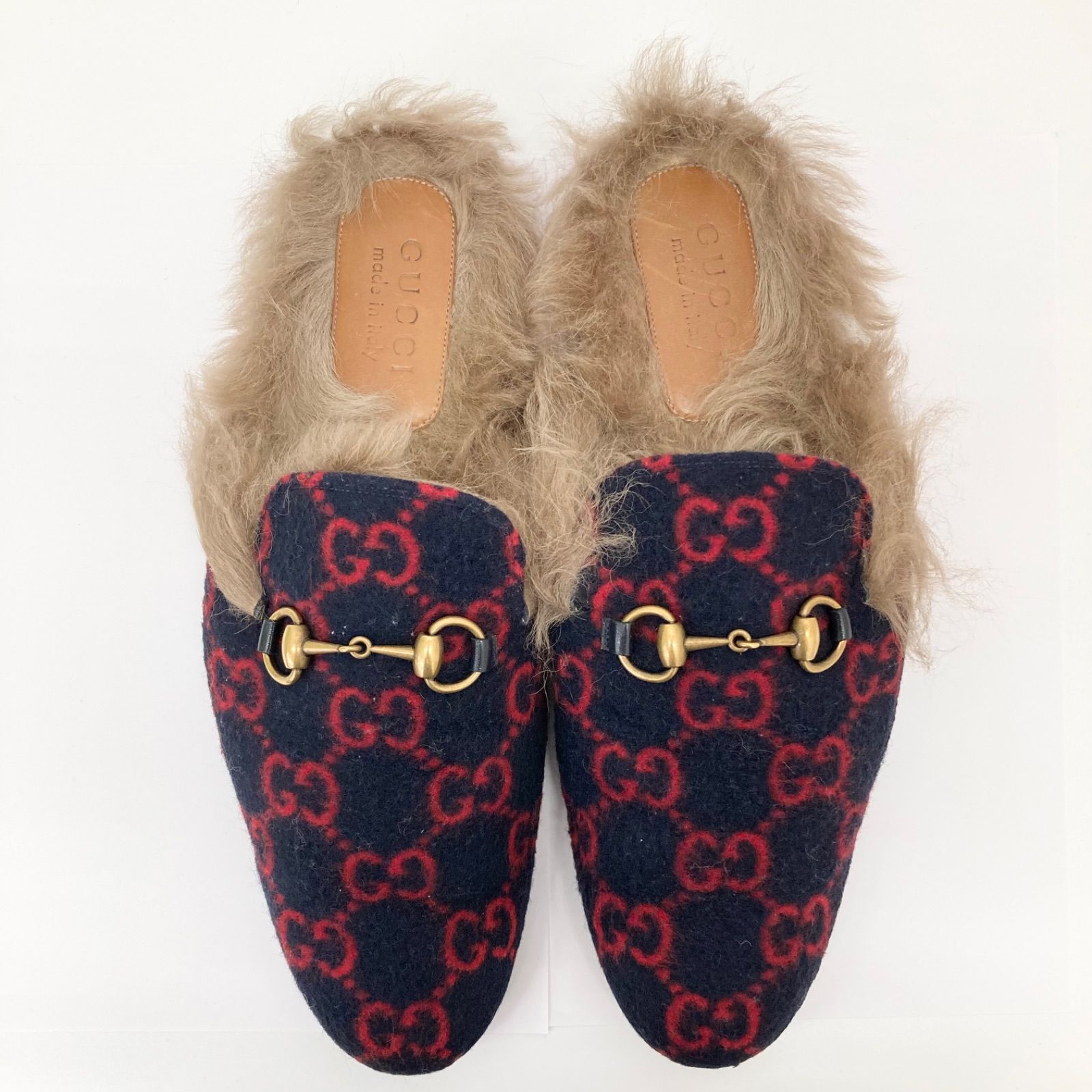GUCCI GGバックル グッチ プリンスタウン ファー サンダル スリッパ GUCCI GGバックル グッチ プリンスタウン ファー サンダル スリッパ