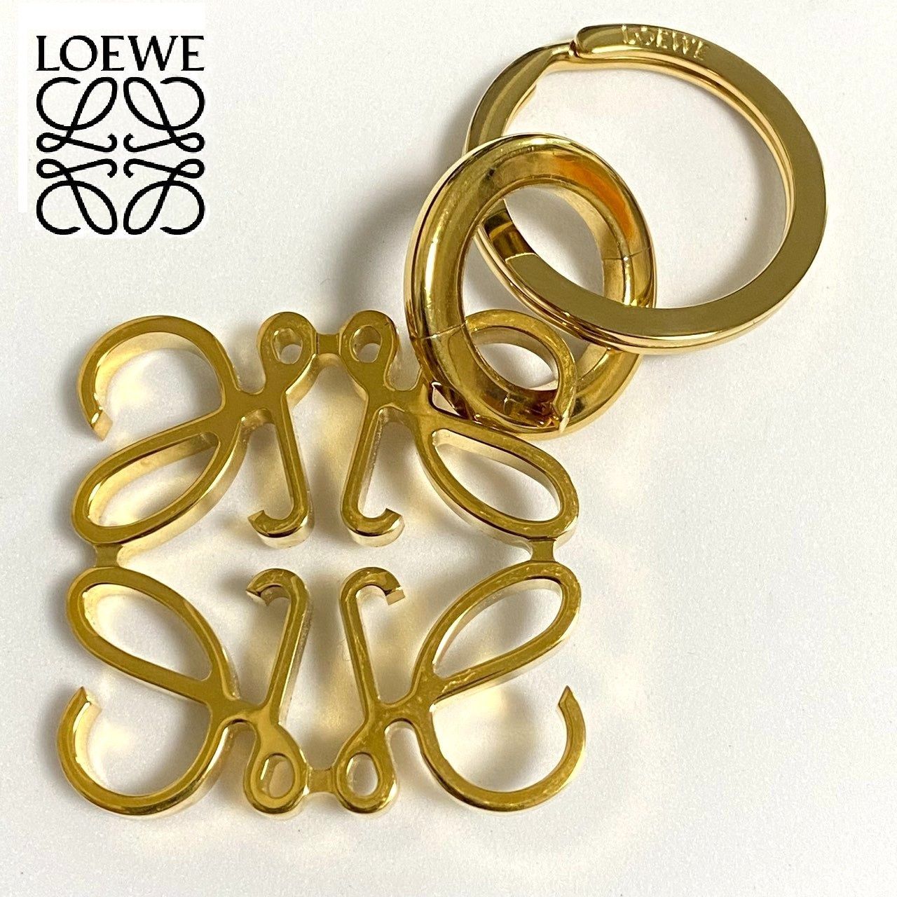 2779 LOEWE ロエベ アナグラム キーホルダー キーリング ゴールド