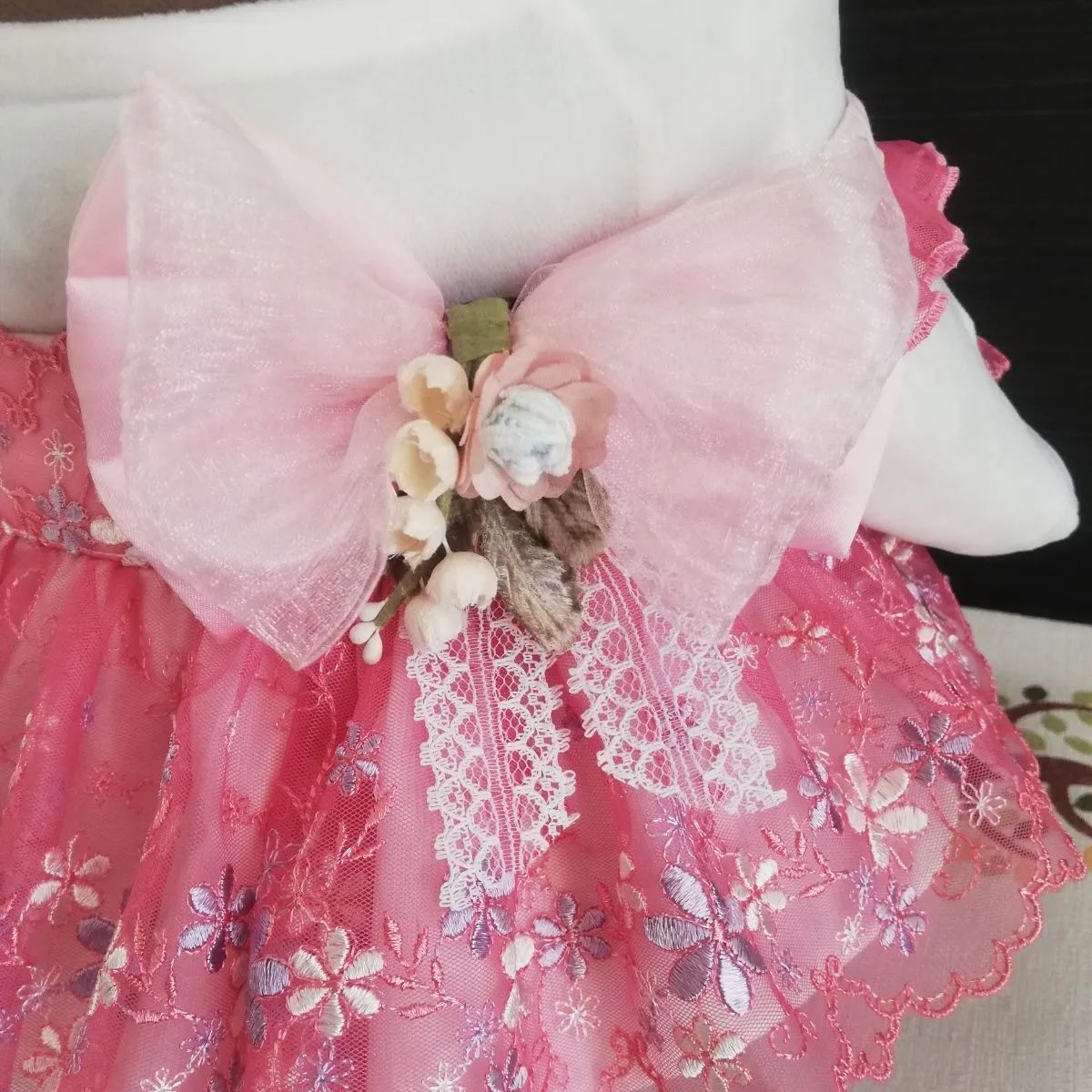 LOVOT服　☆花柄☆ ラボット　ハンドメイド　ワンピース　ピンク ラボット LOVOT ハンドメイド服 ピンク 小花着物風ワンピース