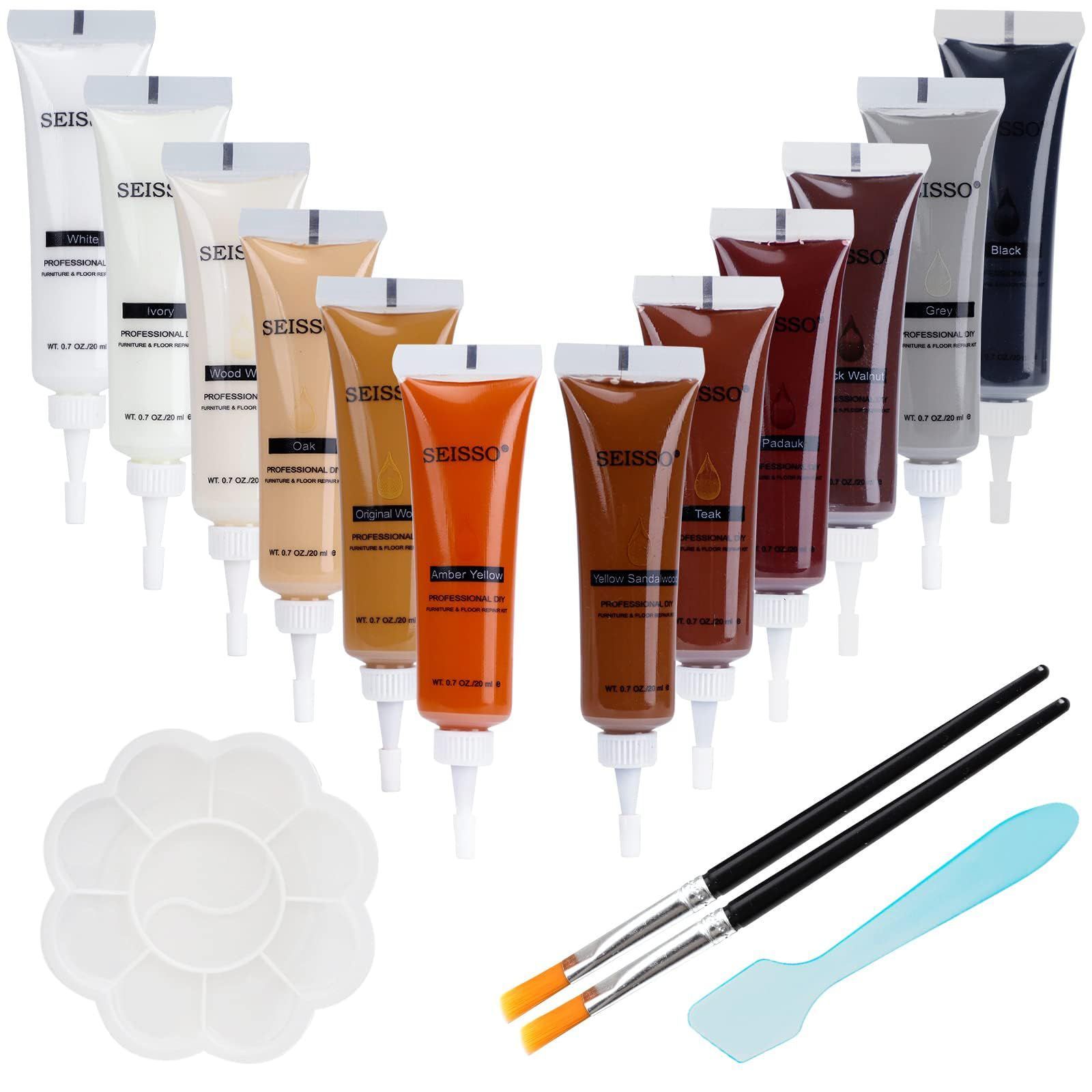 木製品キズ補修 補修クリーム 補修 入り 床補修 ドア補修 フローリング キズ隠し 傷消し パレット付き SEISSO スクレーパー付き ブラシ付き