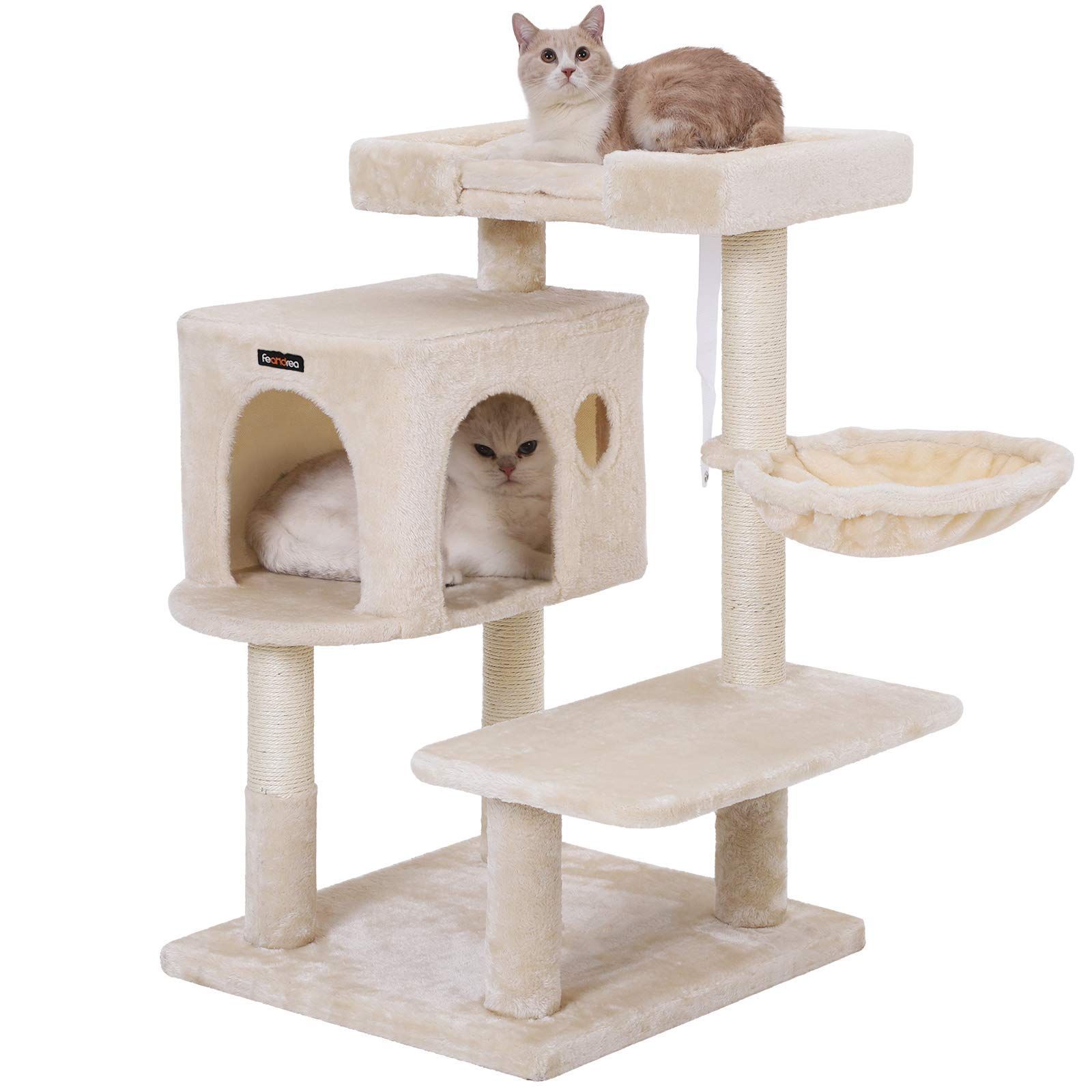 商品 PCT42M 広い見晴らし台 巨大ハウス 大きい猫にピッタリ 大型猫用 多頭飼い キャットタワー据え置き FEANDREA