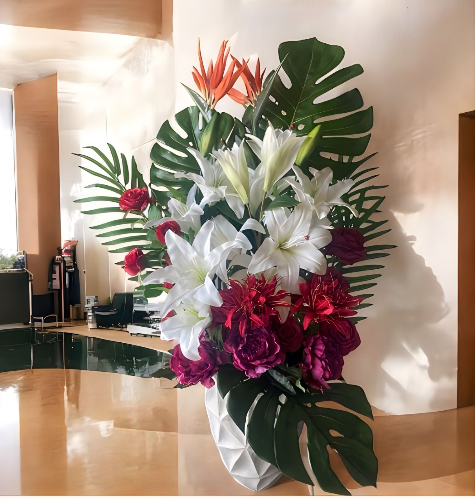 光触媒　人工観葉植物　ウォールグリーン　フェイクグリーン　バリ風モンステラ特大4 光触媒 人工観葉植物 ウォールグリーン フェイクグリーン バリ風