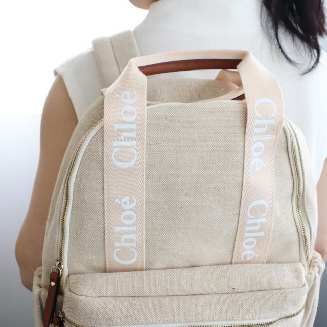 CHLOE クロエ キッズ バックパック リュック CHC23SB10311Z40 C10311 ベージュ ロゴ入り お揃いコーデ