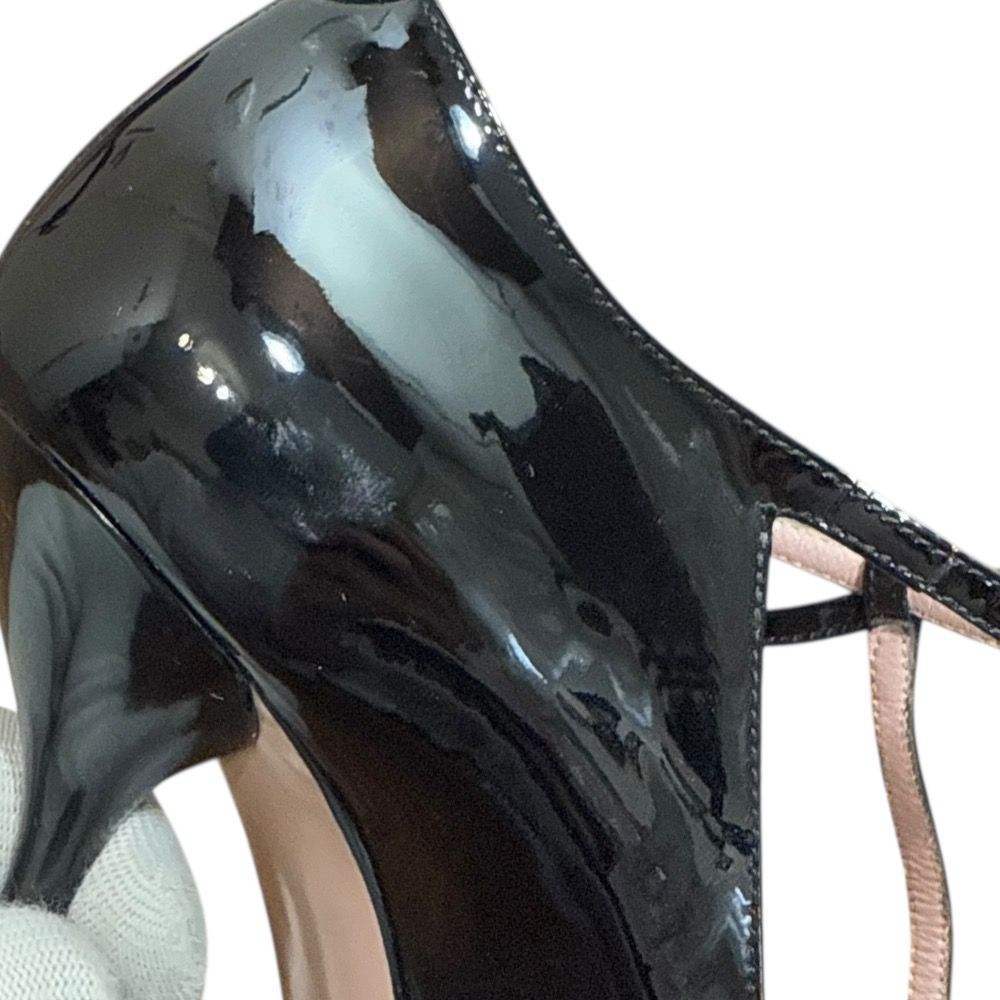 未使用 GUCCI グッチ パテントレザー ポインテッドトゥ パンプス 36 1  