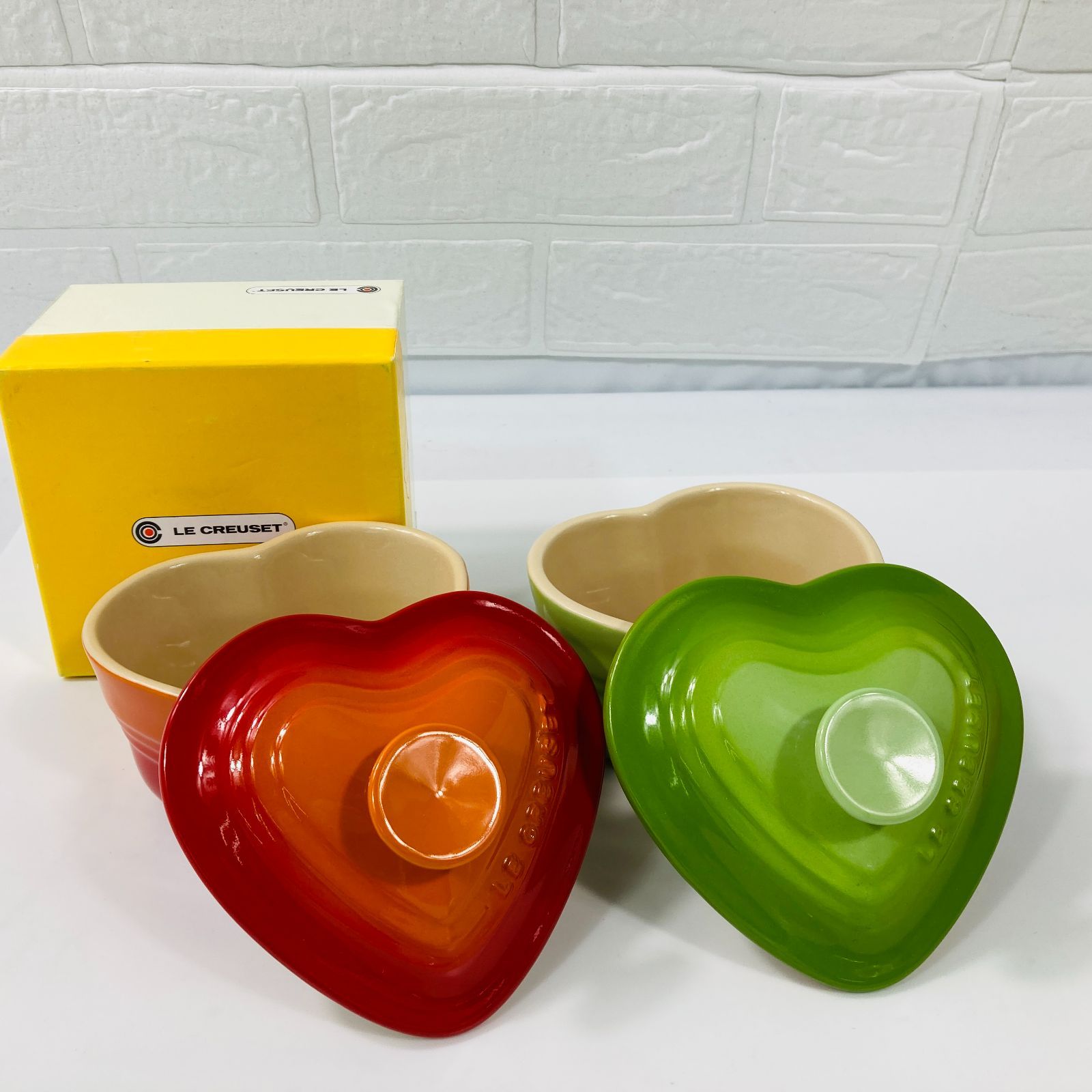 LE CREUSET ル・クルーゼ 赤 白 ココット ハート型｜Yahoo