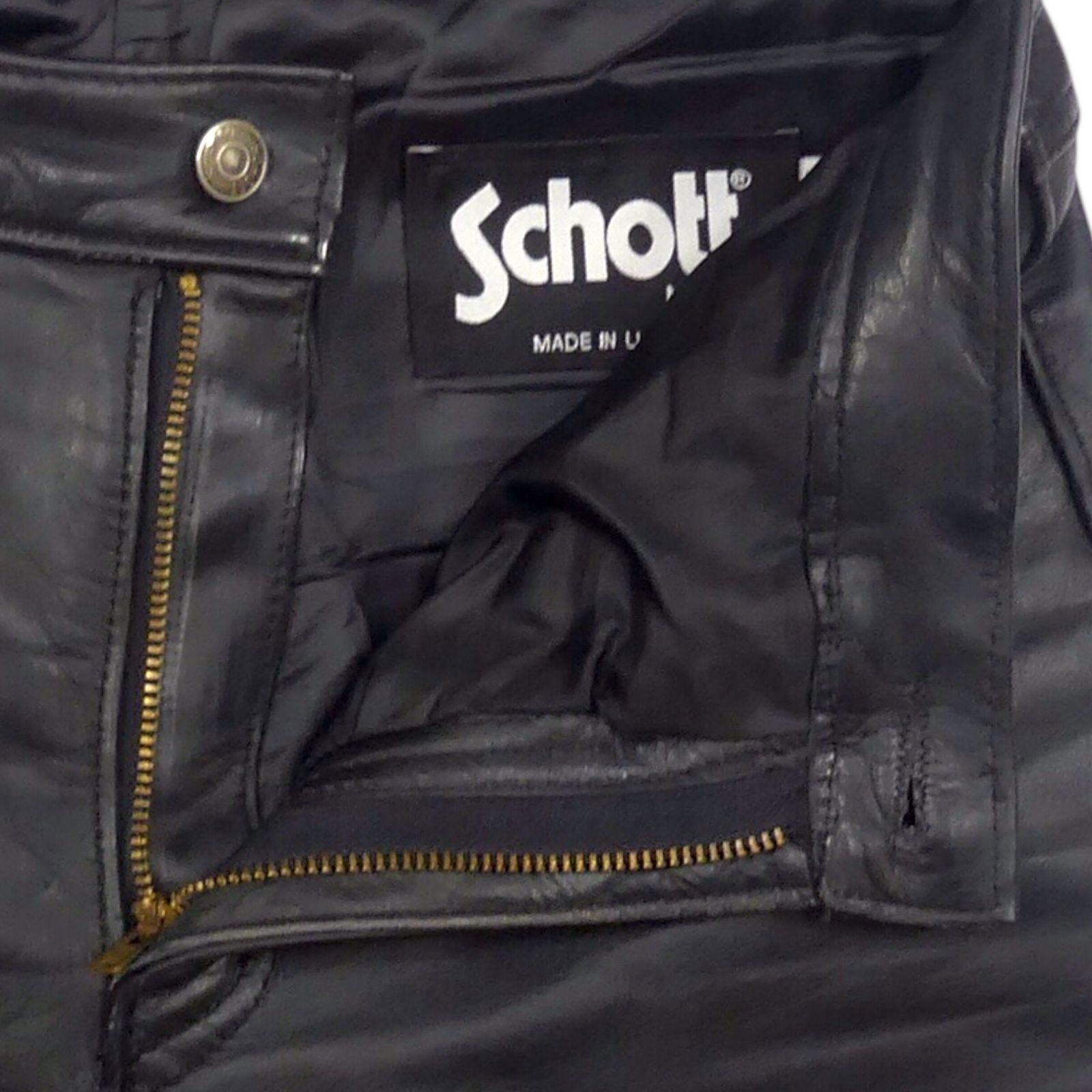 Schott ショット レザーパンツ W30 本革 メンズ 黒 ブラック USA