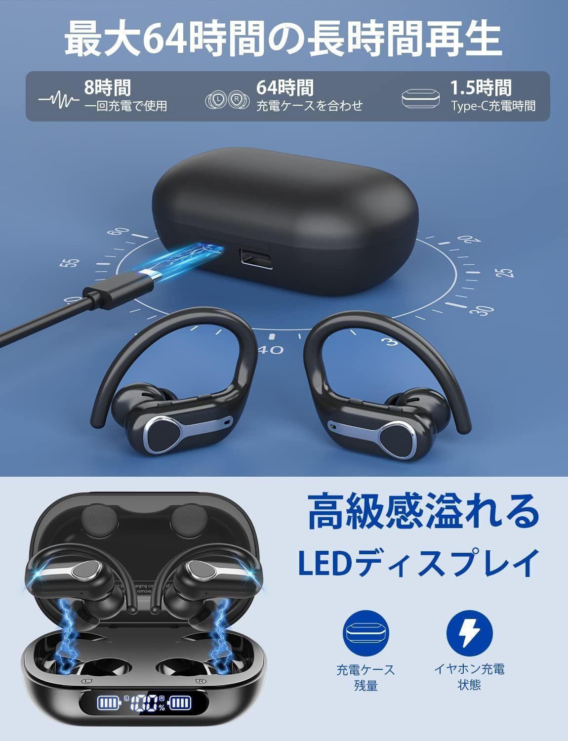 2023初発売 耳掛け式イヤホン Bluetooth イヤホン 革新Bluetooth5.3