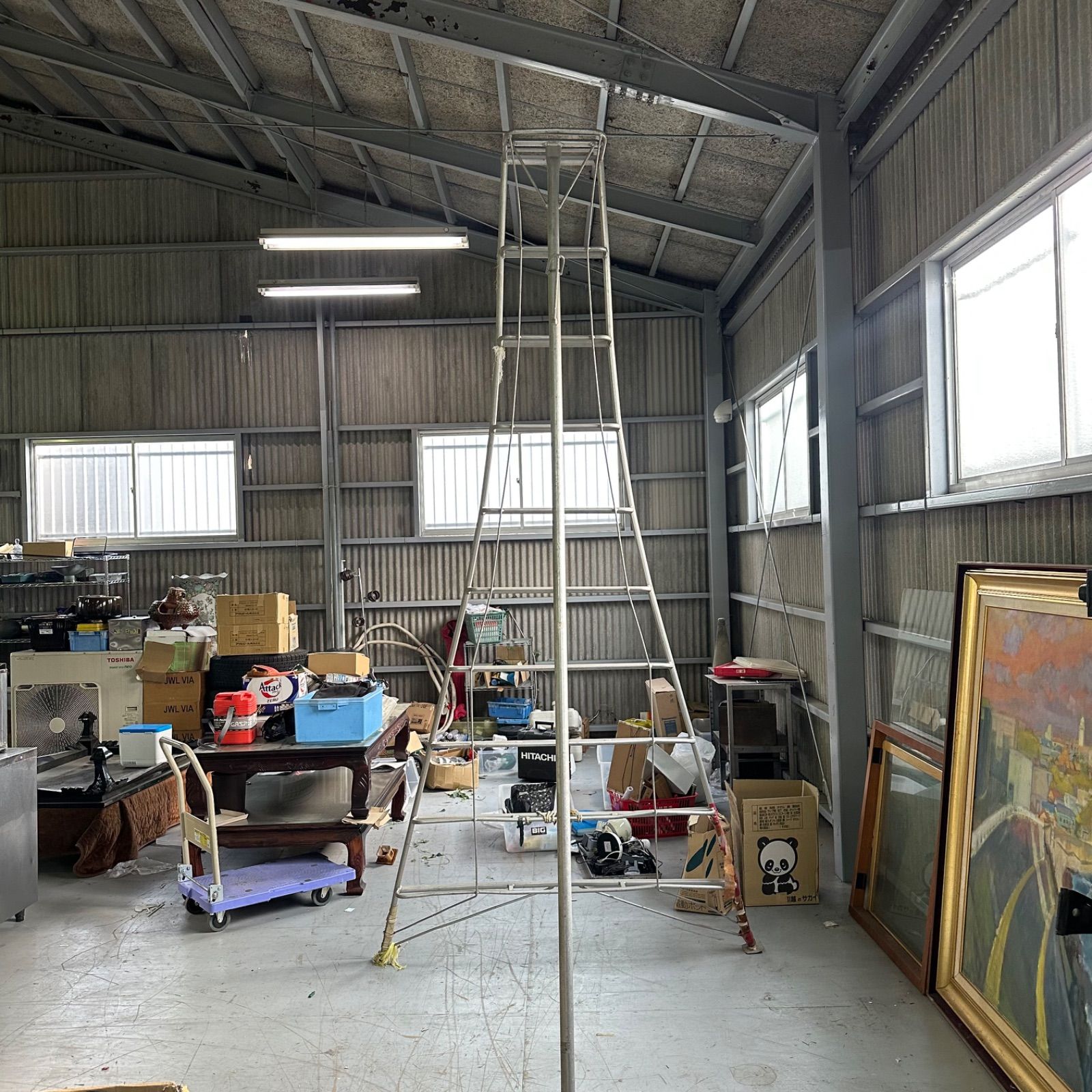 アルミ 三脚 脚立 高さ約310cm 大型 梯子 はしご 踏み台 造園 園芸 建設 植木 剪定 職人 庭師 引取