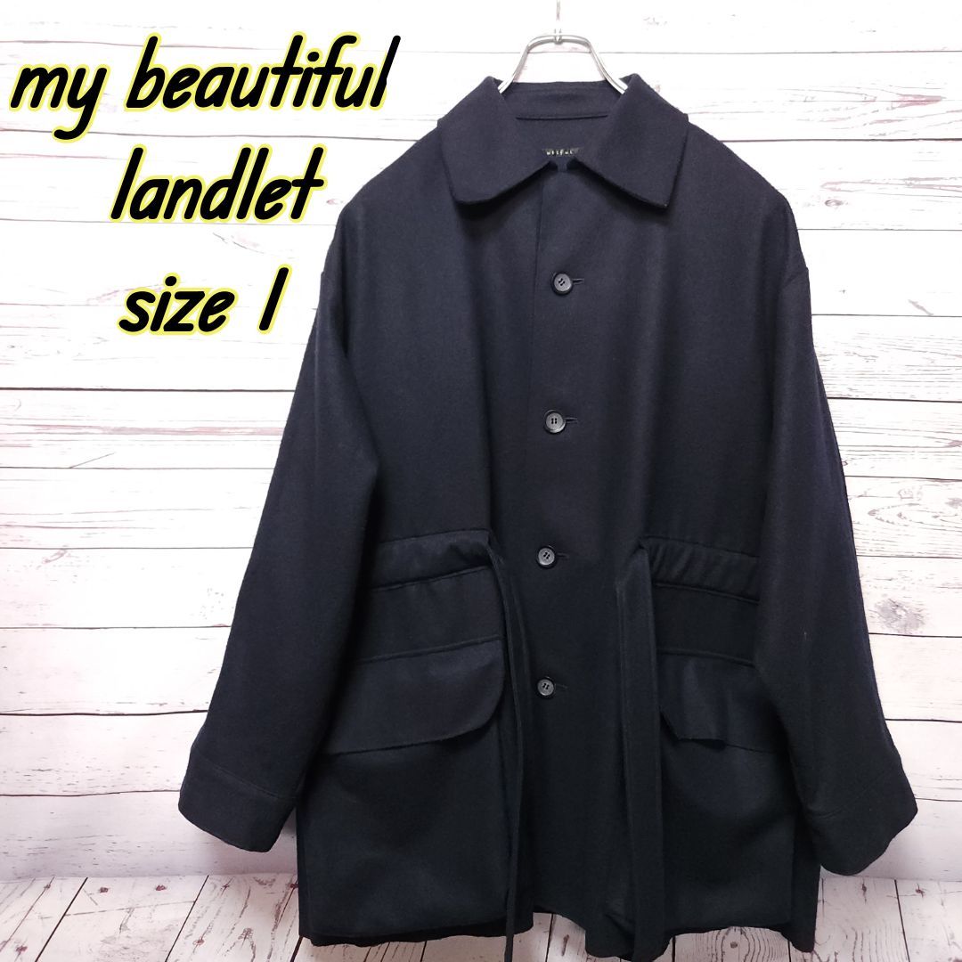 my beautiful landlet ウール オーバーシャツ ジャケット ネイビー 1 