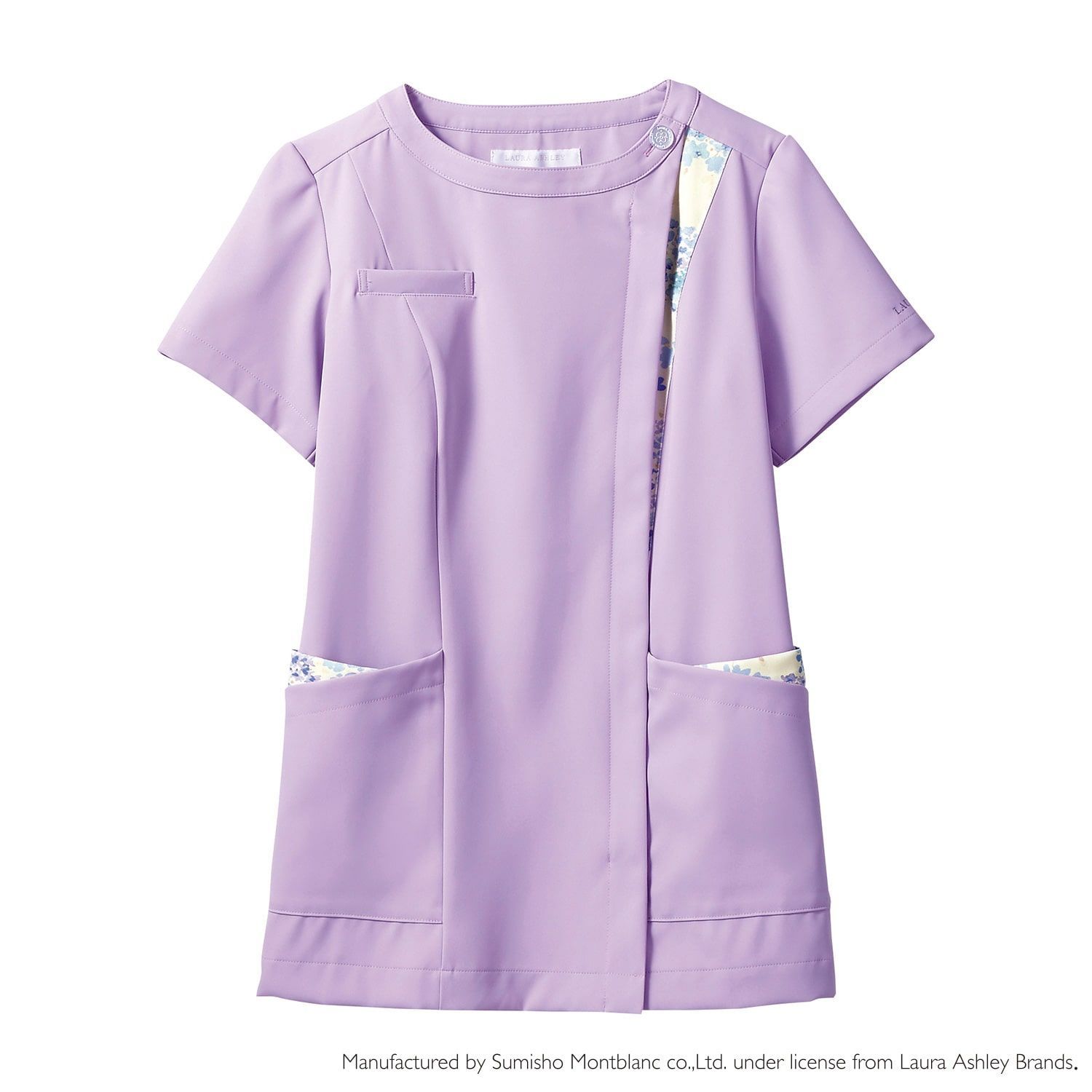 ナースジャケット 半袖 スクラブ 24-6994-0302 M ローラ アシュレイ LW601-83 ラベンターアメリブ