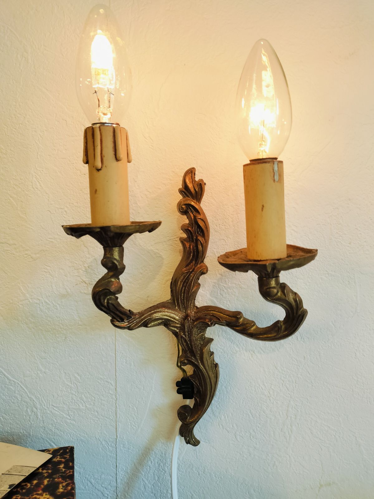  フランス アンティーク ブロンズ ランプ 装飾 2灯 ブラケット ペア ブラケットライト 壁掛け灯 ライト 照明