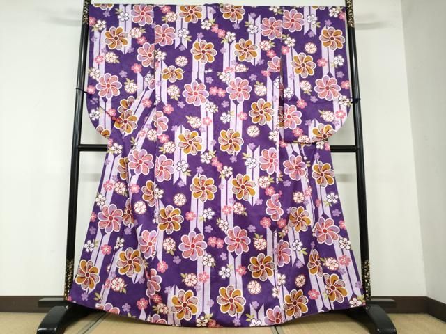 平和屋着物●小振袖 二尺袖 草花文 金彩 DAAW5817ud