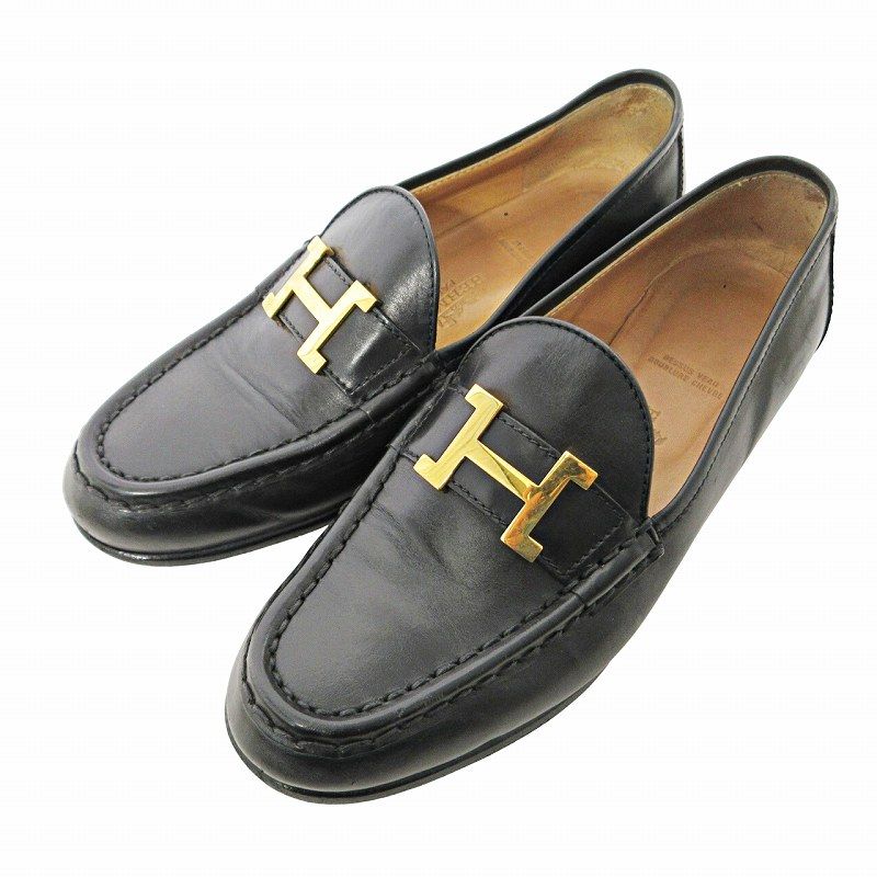 HERMES 黒 レザー ローファー 35.5 楽天市場】エルメス ローファーの通販