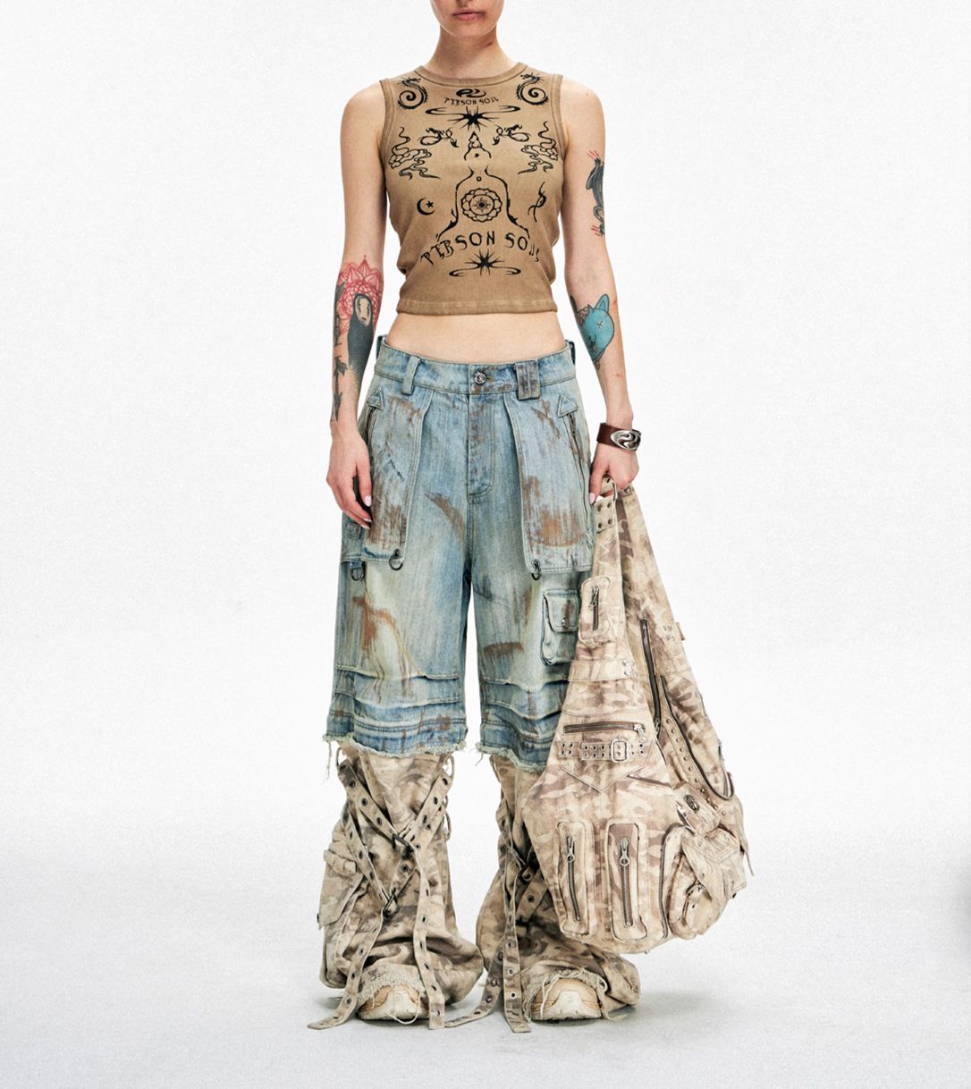 PERSONSOUL Combat Jeans ワイドパンツ ジーンズ - メルカリ