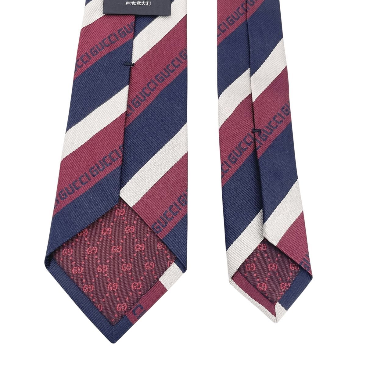 未使用保管品 グッチ ネクタイ GG 細身 メンズ 蜂 Bee ネイビー GUCCI グッチ ネクタイ 新作 蜂 GG柄 ストライプ 赤 黒 青 ネイビー