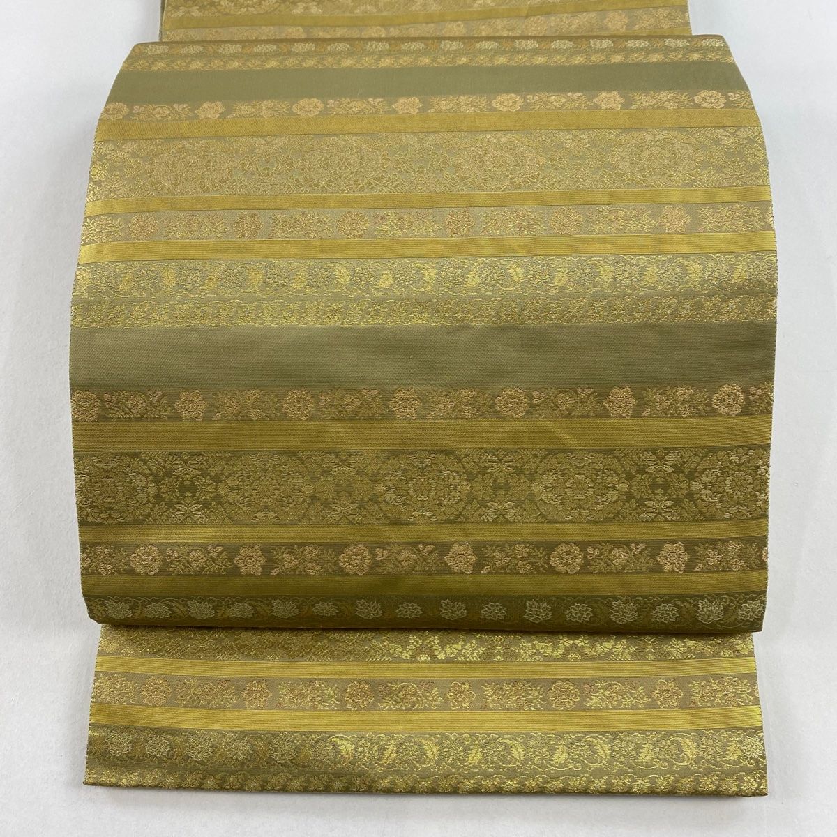 袋帯 美品 秀品 生り物 薄茶色 お太鼓柄 正絹｜中古・古着