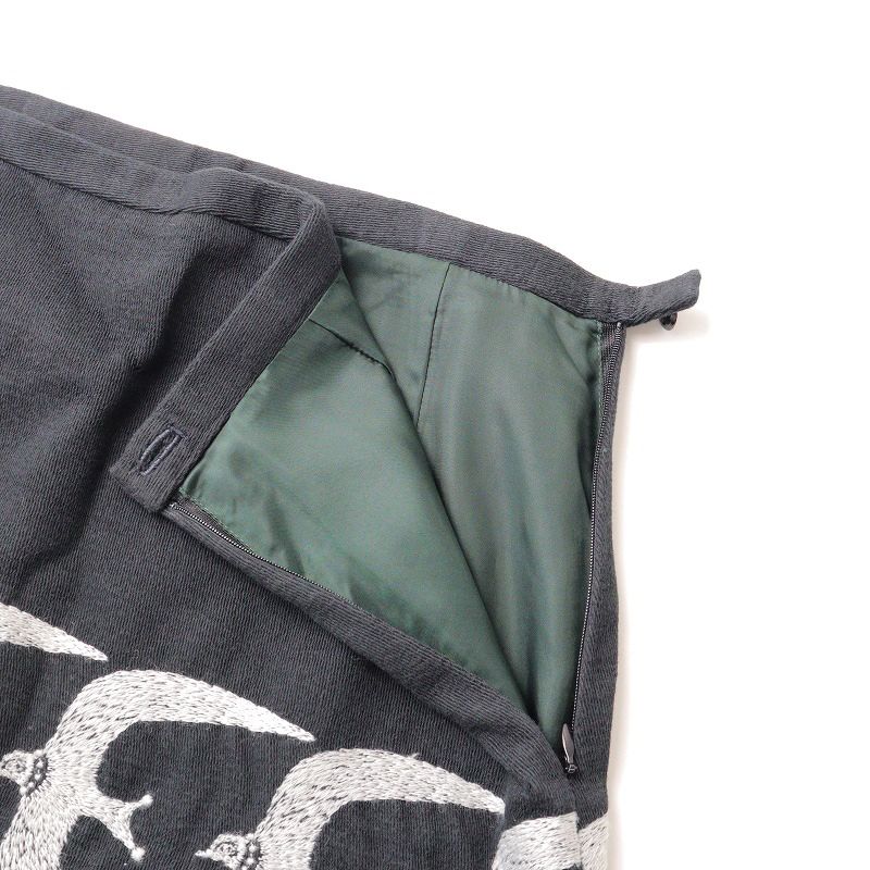 ミナペルホネン mina perhonen go! スカート 38/ブラック 刺繍