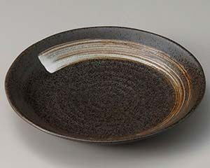 和食器 ヤ309-158 白刷毛天目 京7.0皿