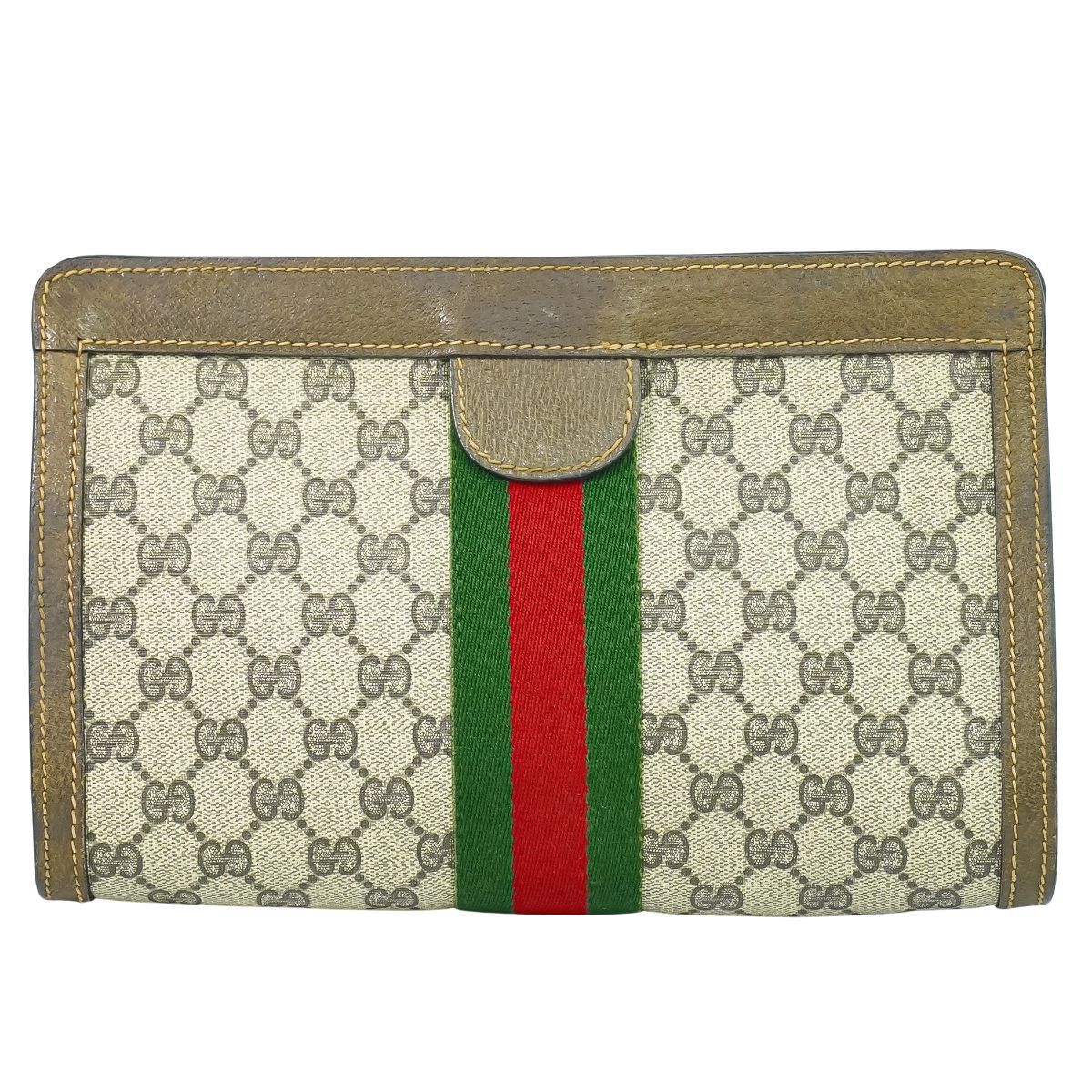 アキ　グッチ クラッチバッグ シェリーライン GGスプリーム PVC 本物 グッチ GUCCI オールドグッチ シェリーライン GGスプリーム