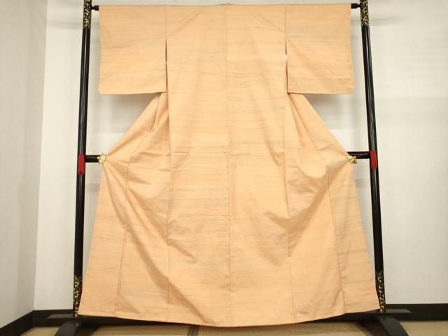 平和屋着物○紅花紬 米沢 霞文 正絹 逸品 AABA3349ck