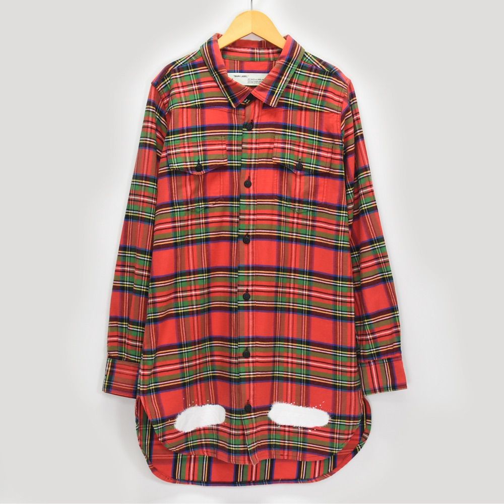 OFF WHITE ネルシャツ チェック ロング丈 Off-White オフホワイト 