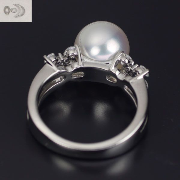 田崎真珠 Pt900 アコヤ真珠 ダイヤモンド リング 径約9.0mm D0.29ct  