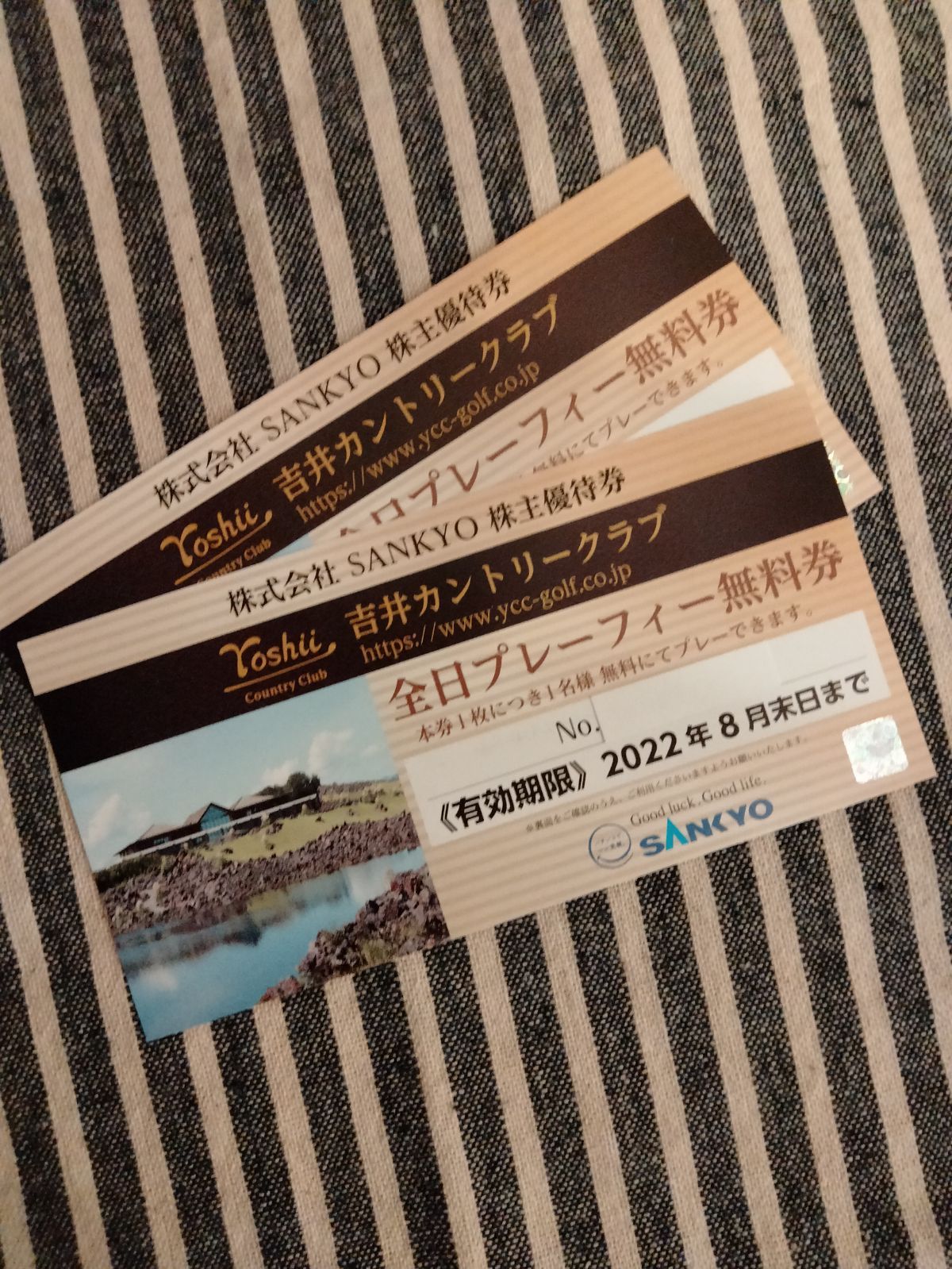 株主優待 吉井カントリークラブ 全日プレーフィ無料券2枚セット （吉井  