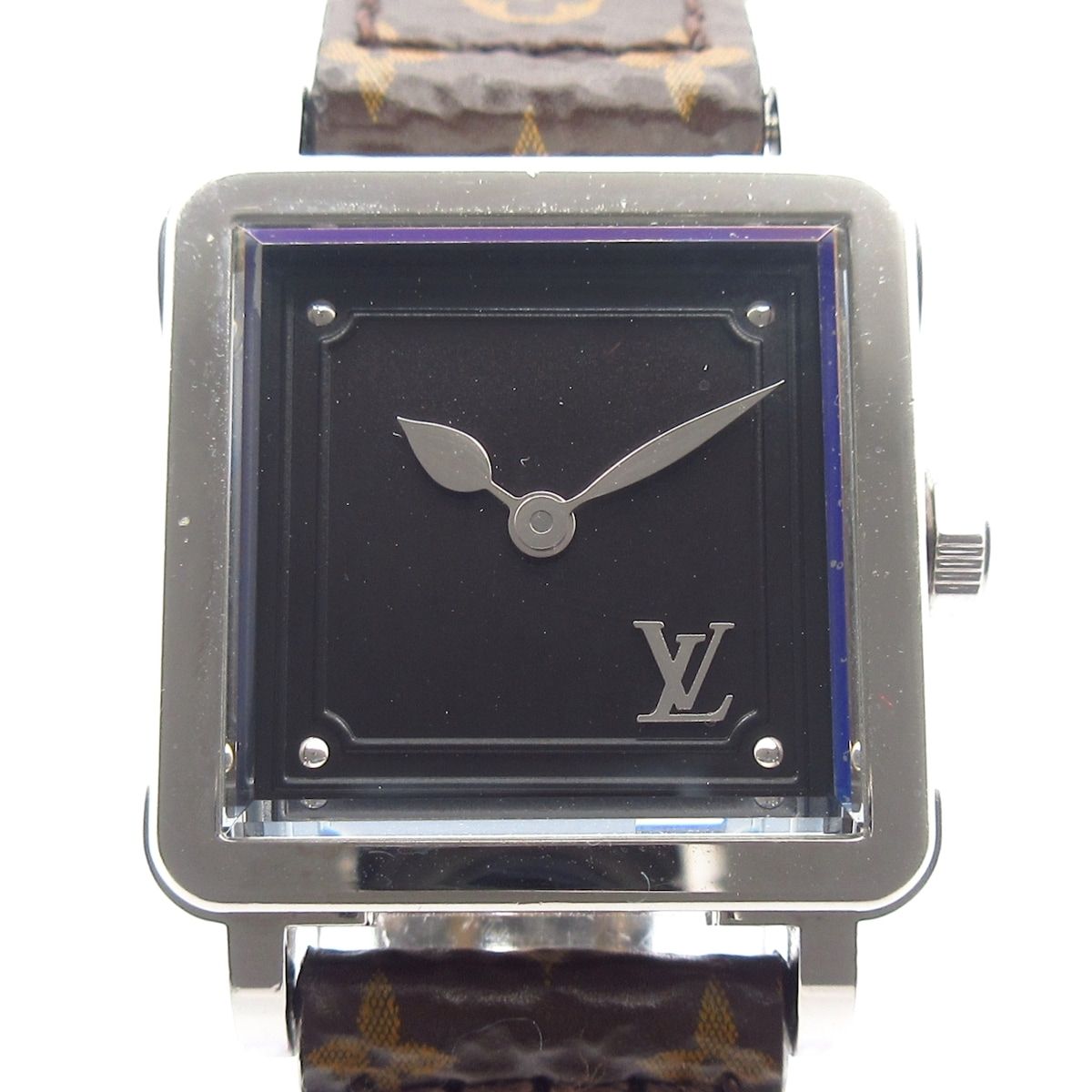 LOUIS VUITTON ヴィトン 腕時計 アンプリーズ Q3M00 レディース SS|豹柄 黒