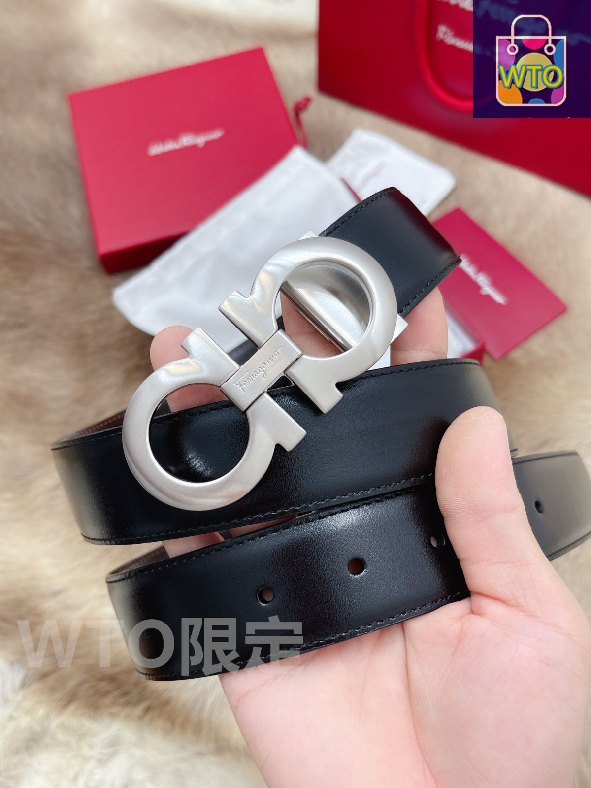 フェラガモ　ベルト　未使用 今日WTO】Ferragamo フェラガモ レザーベルト-MF56 - メルカリ