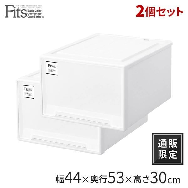 衣類収納 収納ケース クローゼット ワイド L-53 ホワイト 2個組 幅44cm キャスター対応 天馬 Fits フィッツケース モノ