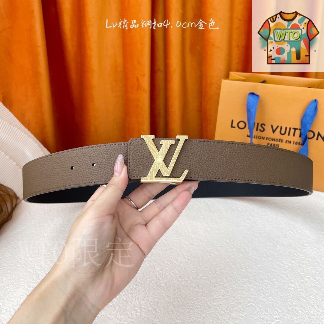 今日特価】LOUIS VUITTON Double-sided ライチ柄 レザーベルト-1