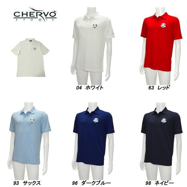 シェルボ CHERVO メンズ 春夏 UVカット 透湿性 速乾性 Ryder Cup 鹿の子 半袖シャツ サックス 031-24842