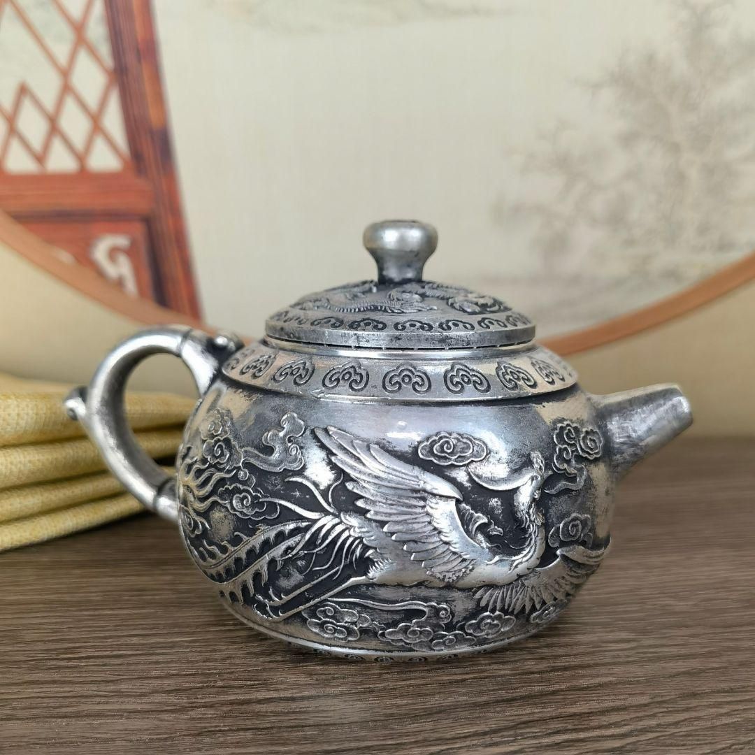 龍鳳徳利 急須 煎茶道具 工芸品 美術品 置物 銅器 龍鳳呈祥茶壺 徳利 茶道具 煎茶器 装飾品 工芸品 置物