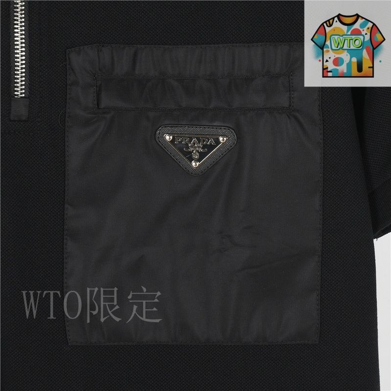 今日WTO】Prada 25SS 胸ポケットハーフジップ ショートスリーブ