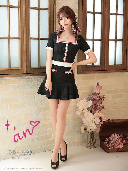 ブラック [AOC3400-W-2302]【an /アン】ツイード/ フロントボタン  