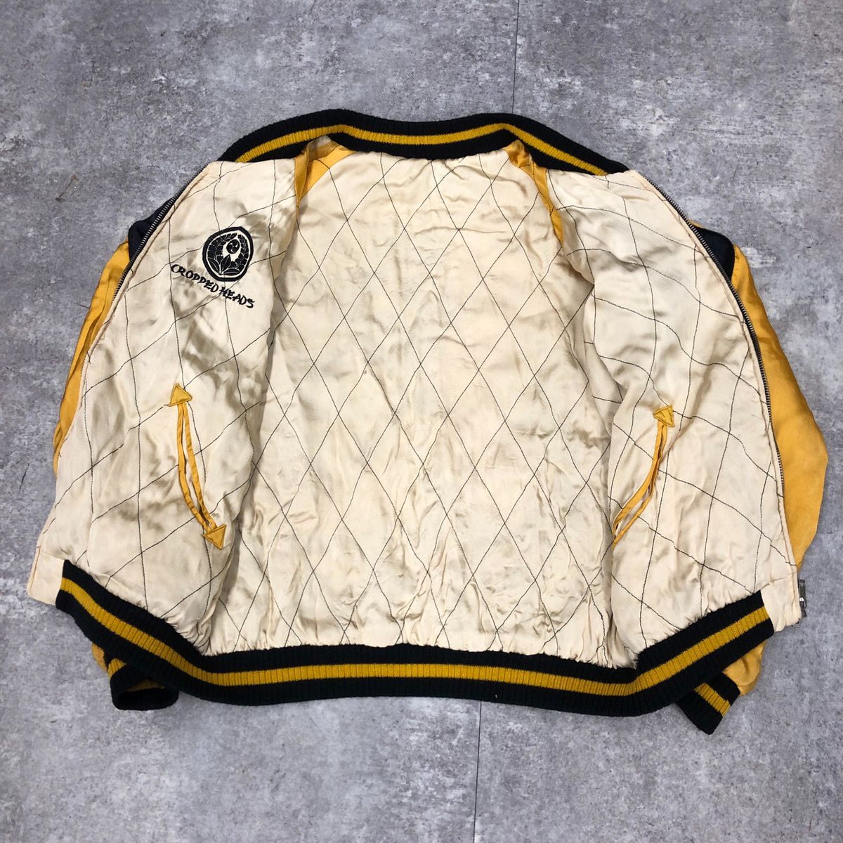 CROPPED HEADS クロップドヘッズ TAILOR TOYO テーラー東洋 SOUVENIR JACKET スーベニアジャケット リバーシブル  スカジャン OIRAN TOUR 刺繍 YELLOW イエロー BLACK ブラック Sサイズ