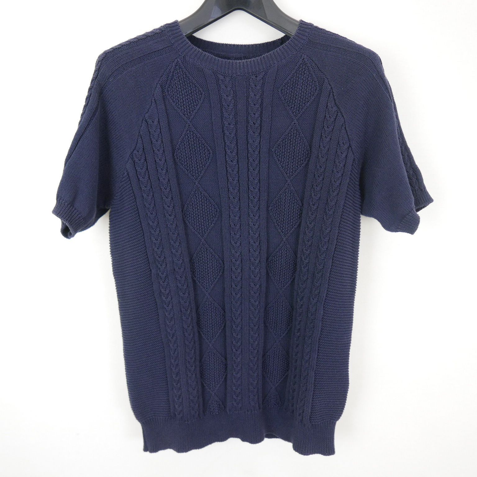 uniform experiment ユニフォームエクスペリメント S/S CABLE CREW NECK KNIT メンズ トップス コットン  ケーブル 半袖ニット NAVY 2 - メルカリ