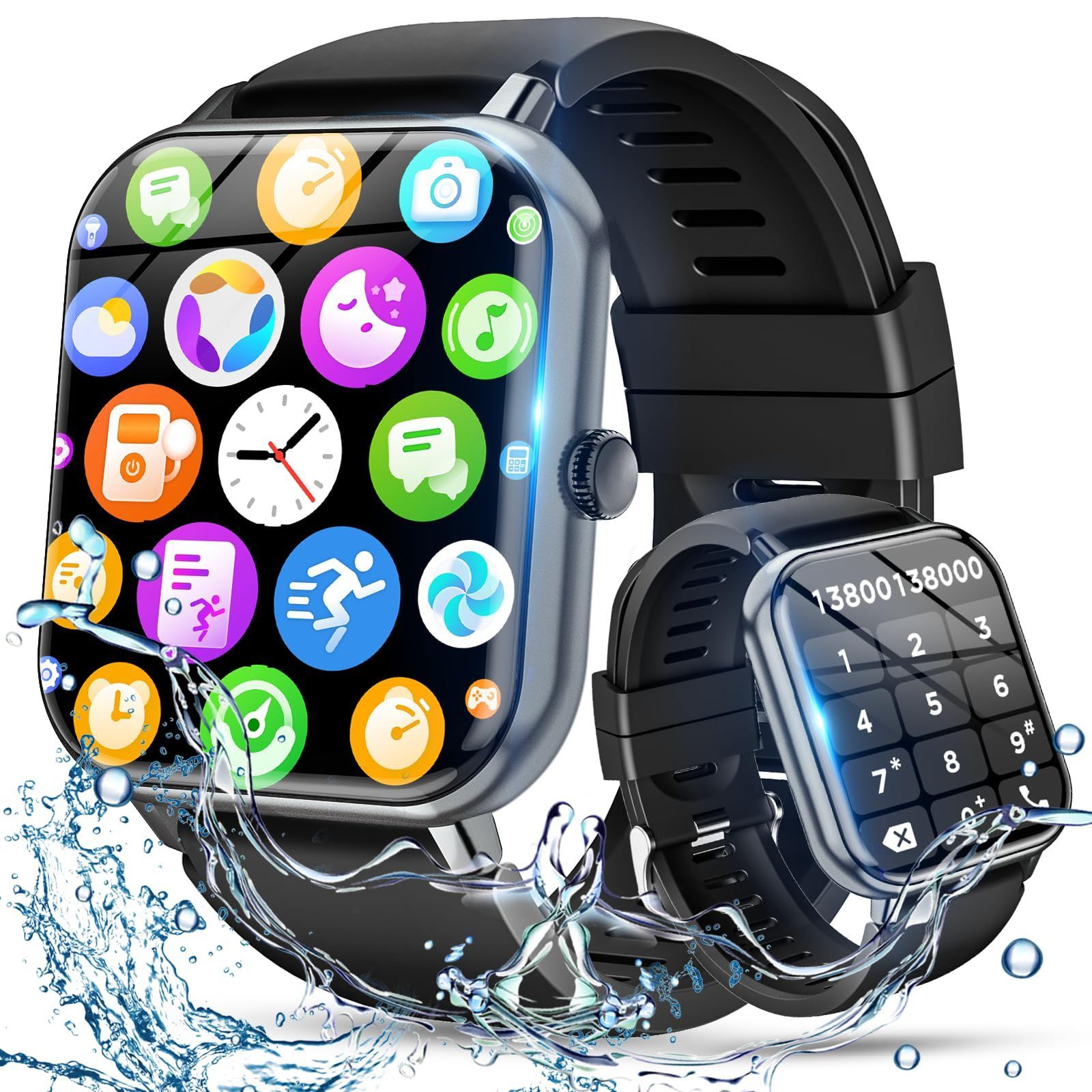 【人気商品】100種運動モード SmartWatch スポーツウォッチ IP68防塵防水 歩数計 腕時計 活動量計 目覚まし時計 文字盤自由設定 1.83インチ大画面 天気予報 音楽制御 Bluetooth5.3通話機能付き 遠隔カ