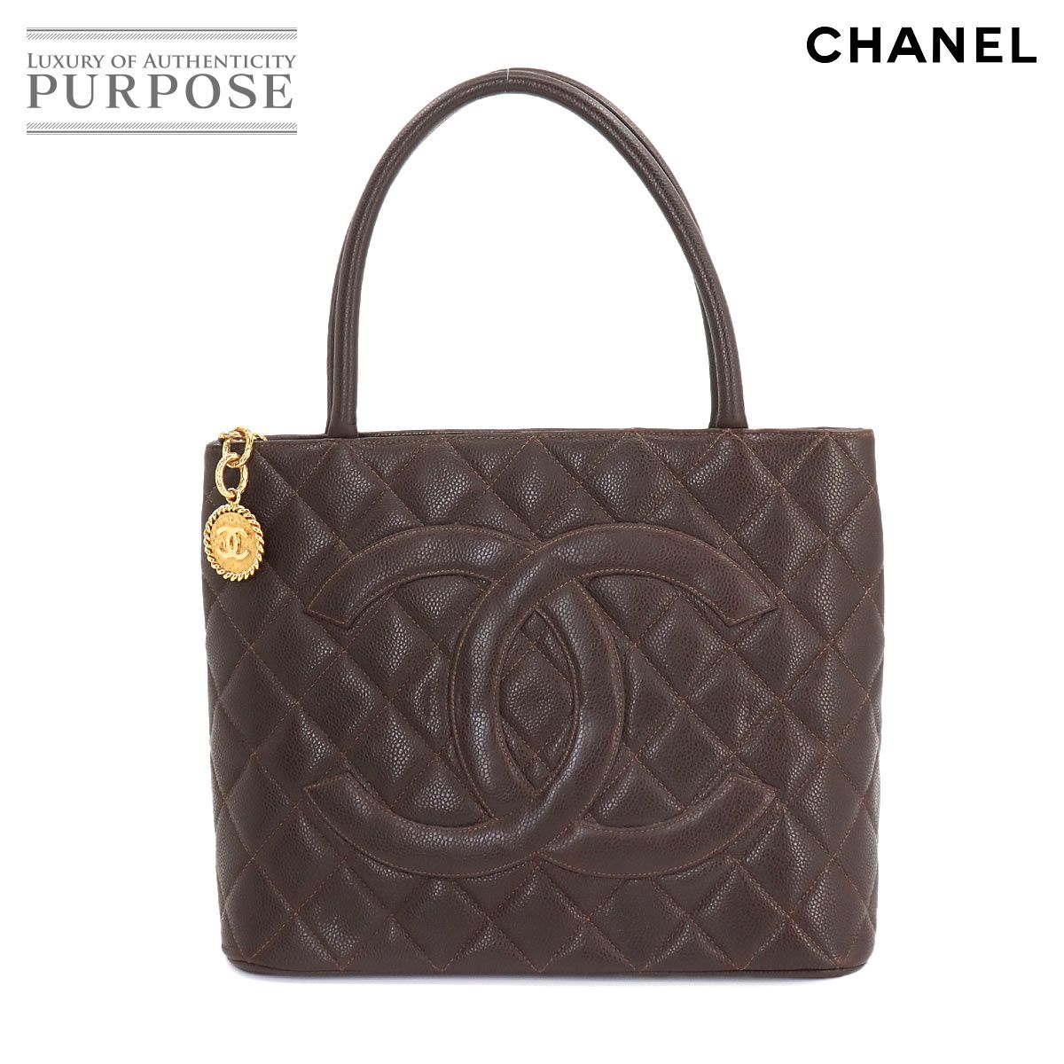 シャネル CHANEL 復刻トート バッグ キャビアスキン ブラウン A01804 ゴールド 金具 ヴィンテージ Medallion Tote Bag  90249937 - メルカリ