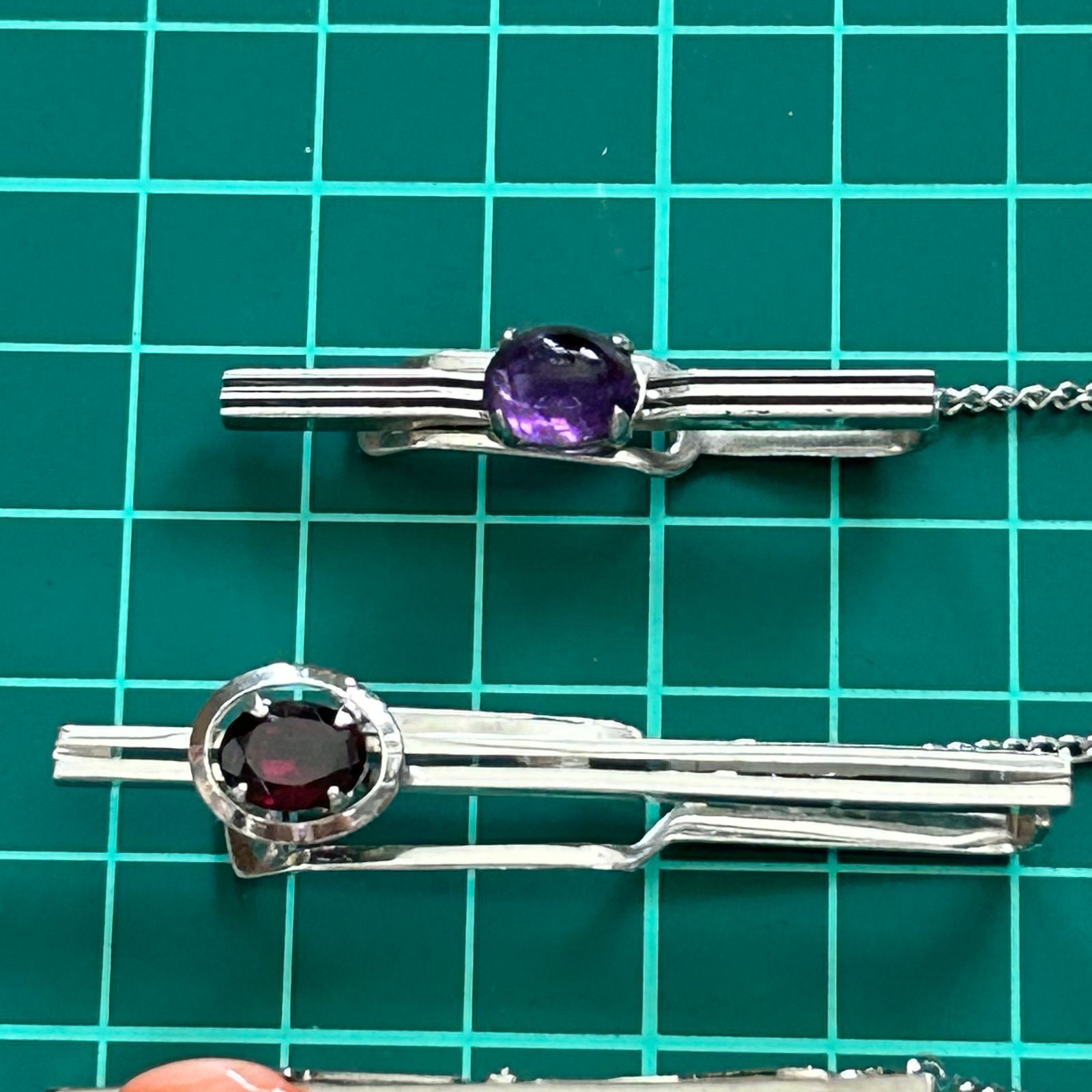 ネクタイピン 4個 まとめセット：3点 silver刻印アリ 石付き