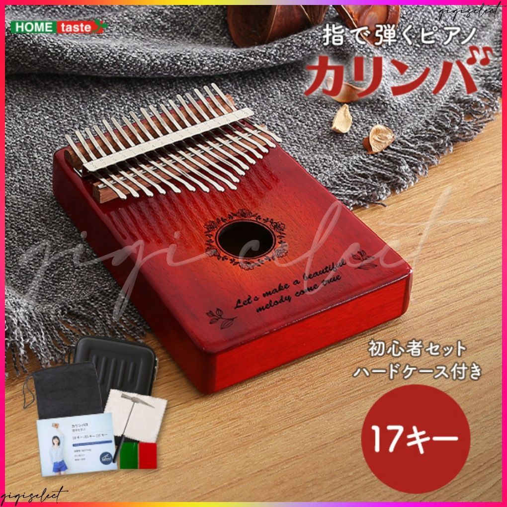 指で弾くピアノ カリンバ初心者セット　絵柄付きタイプ　ハードケースつき