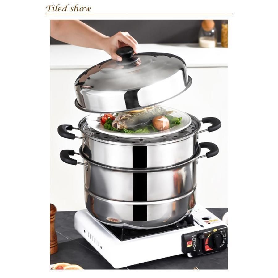 全新品 蒸し器 三段 30cm 大容量 ステンレス せいろ 蒸籠 IH対応 ガス
