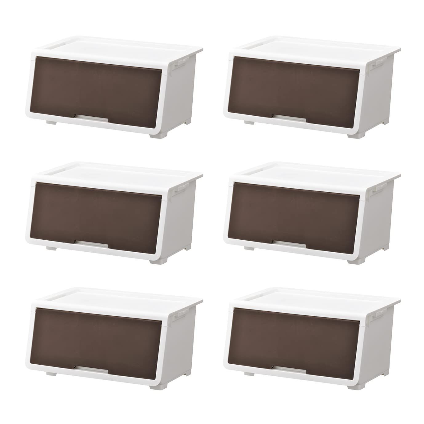 【人気商品】ロッキンポッドL ダークブラウン フラップ式ロック付収納ボックス 日本製 2WAYオープンタイプ Astage) 幅60×奥行43×高さ31cm JEJアステージ(JEJ 6個セット