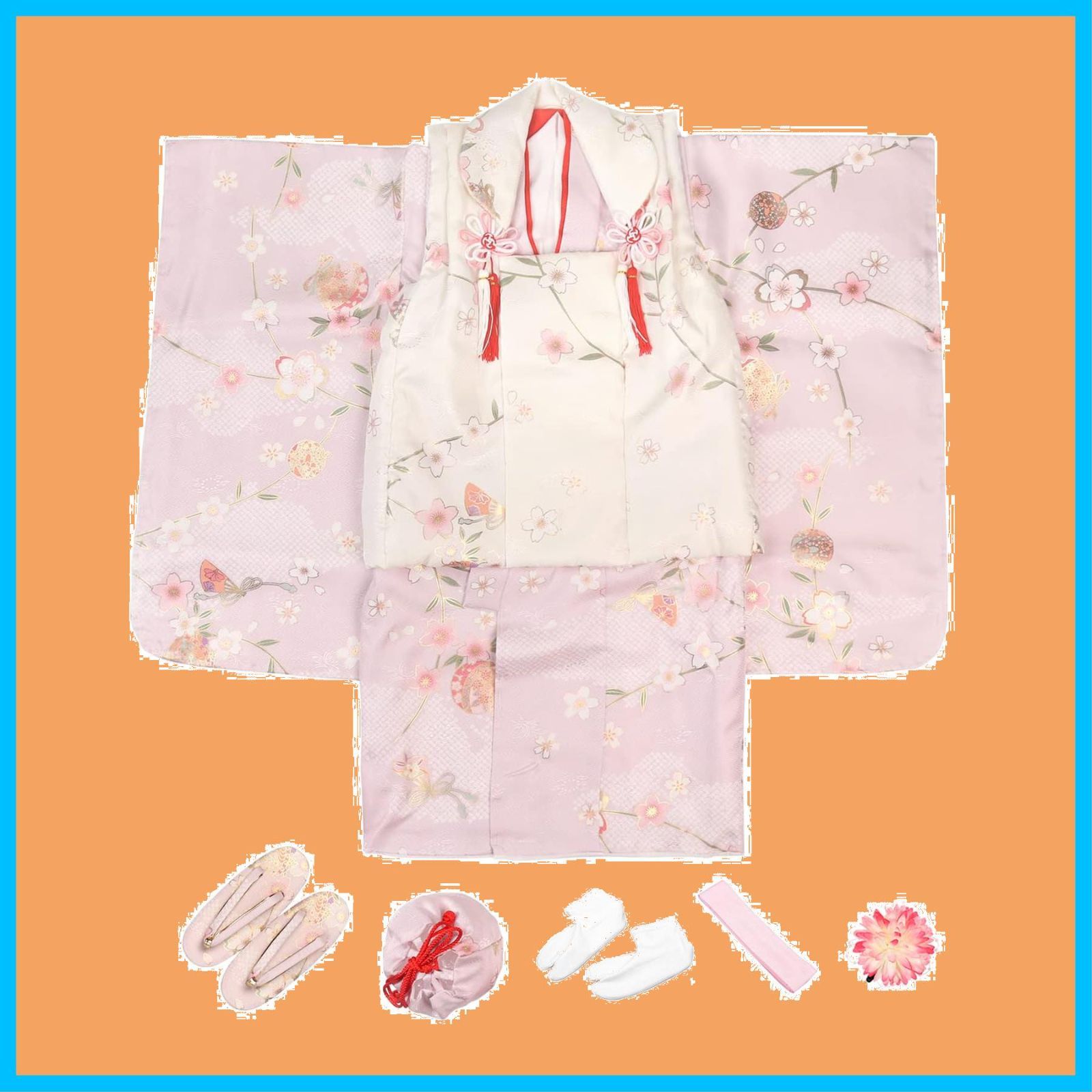 精力的な 女の子 3歳 着物 セット 七五三 被布 小物 キョウエツ フルセット 753 KYOETSU くすみ 入荷続き！