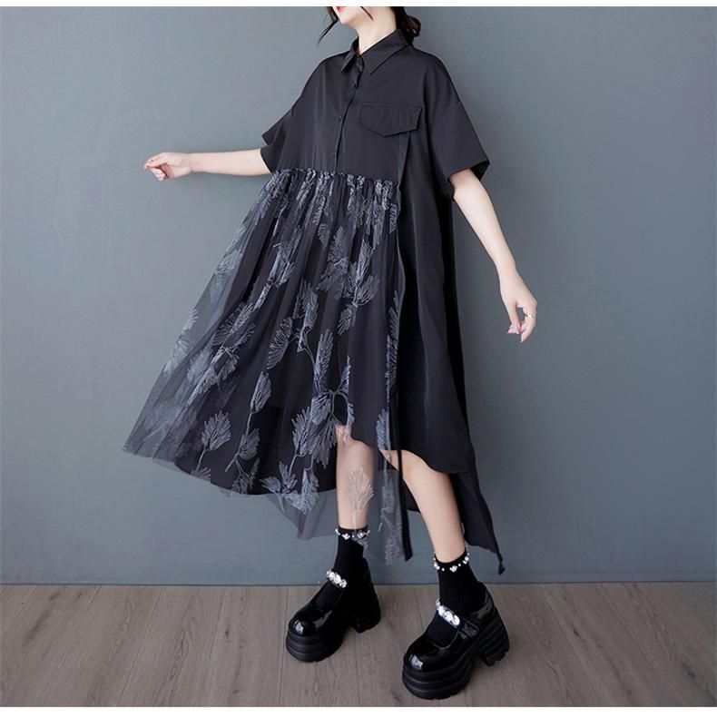 美品 ヨウジヤマモト レギュレーション　シャツワンピース　膝丈　黒　2 極美品✨ヨウジヤマモト レギュレーション シャツワンピース 膝