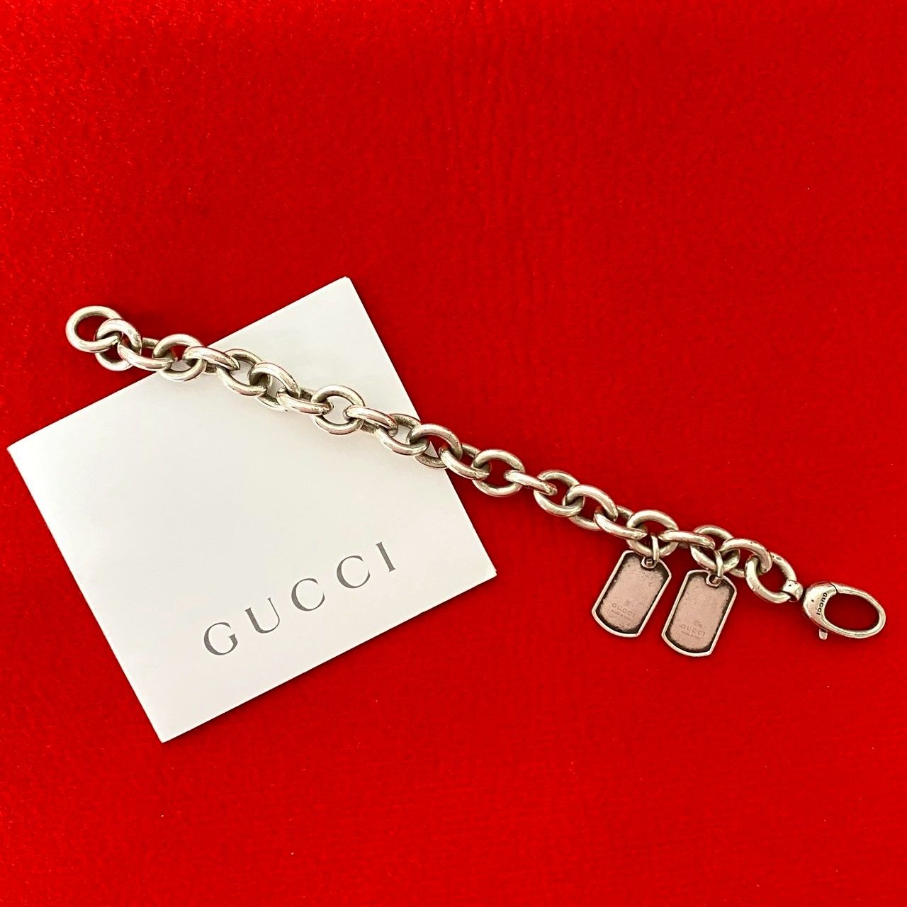 GUCCI グッチシルバー925 ブレスレットバングルドッグタグ