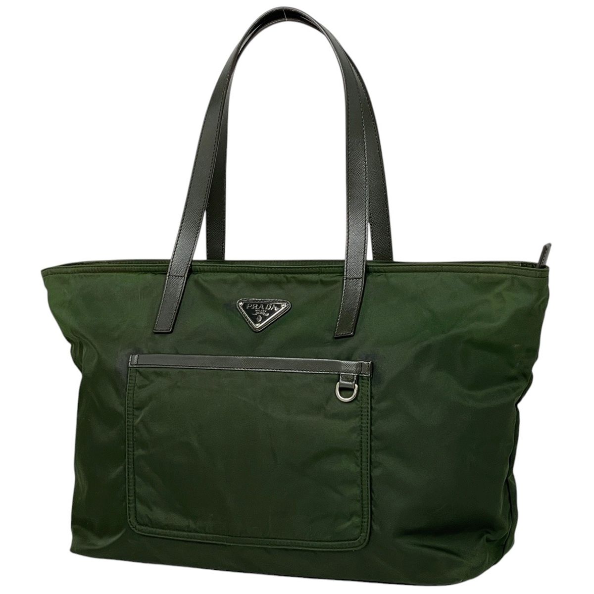 プラダ PRADA ロゴプレート トートバッグ ショルダーバッグ トートバッグ ナイロン グリーン BR4339 レディース