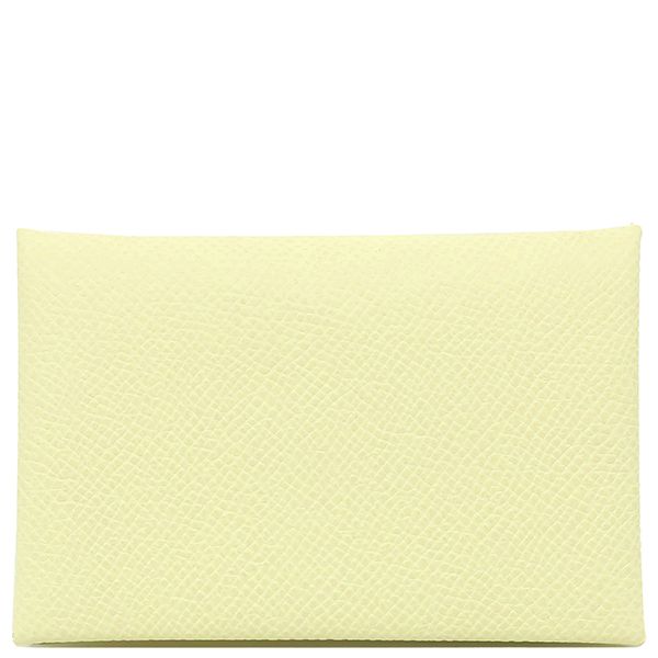 エルメス HERMES カードケース カルヴィ ヴォーエプソン ジョーヌミルトン シルバー金具 黄色 W刻印 20 箱