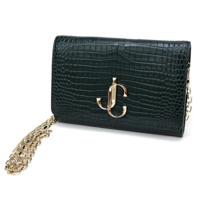 JIMMY CHOO クラッチバッグ 黒 クロコダイル風